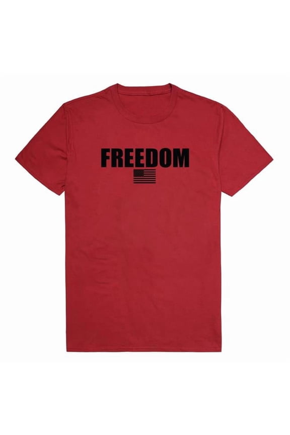 AM3-235-CAR-04 America Basic Freedom US Flag Short Sleeve T-Shirt, Cardinal - Extra Large