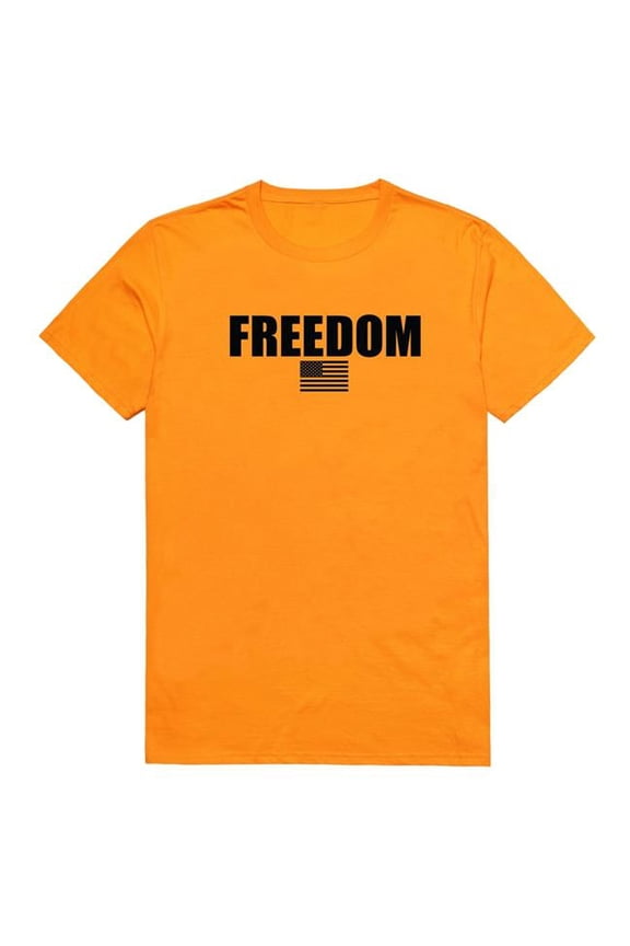 AM3-235-GLD-03 America Basic Freedom US Flag Short Sleeve T-Shirt, Gold - Large
