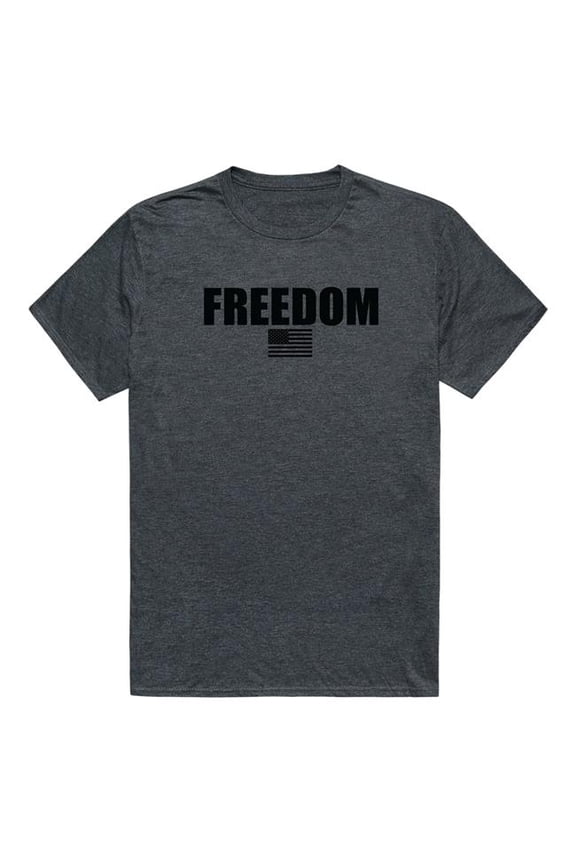 AM3-235-HCH-04 America Basic Freedom US Flag Short Sleeve T-Shirt, Heather Charcoal - Extra Large
