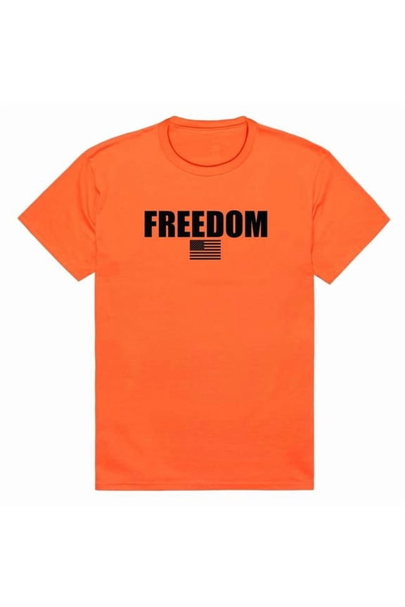 AM3-235-ORN-03 America Basic Freedom US Flag Short Sleeve T-Shirt, Orange - Large