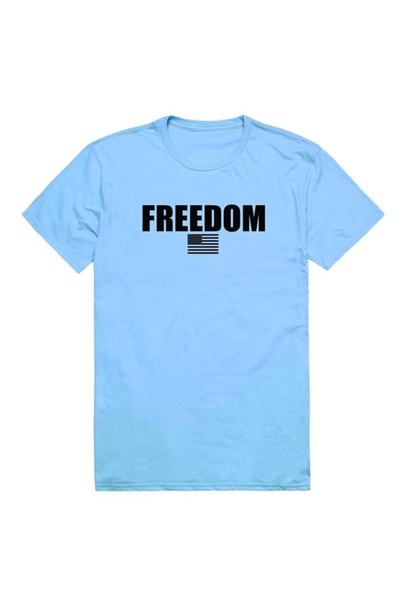AM3-235-SKY-03 America Basic Freedom US Flag Short Sleeve T-Shirt, Sky Blue - Large