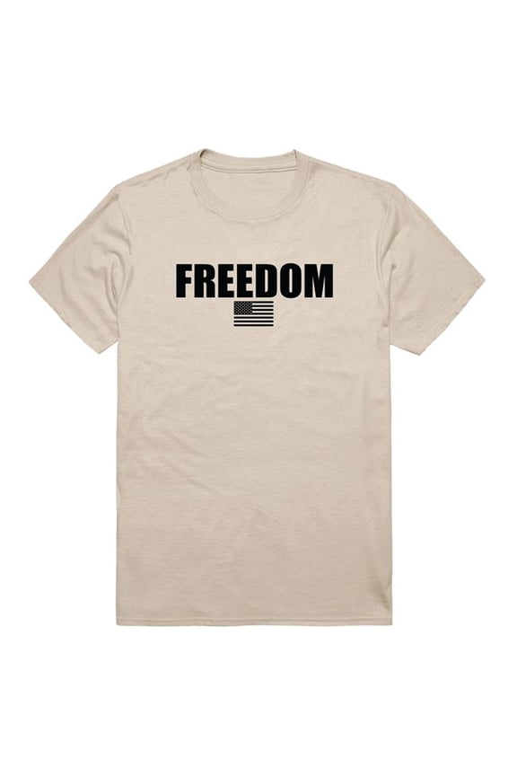 AM3-235-SND-01 America Basic Freedom US Flag Short Sleeve T-Shirt, Sand - Small