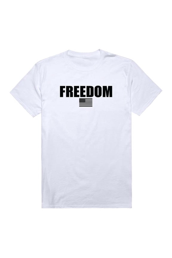 AM3-235-WHT-03 America Basic Freedom US Flag Short Sleeve T-Shirt, White - Large