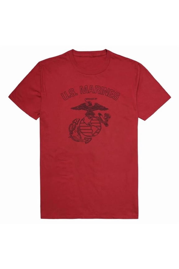 AM5-MC3-CAR-02 Basic Military US Marines 3 Short Sleeve T-Shirt, Cardinal - Medium