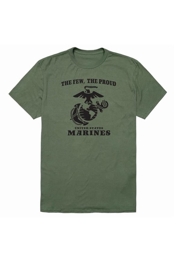 AM5-MC5-OLV-01 Basic Military US Marines 5 Short Sleeve T-Shirt, Olive - Small