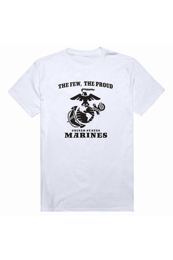 AM5-MC5-WHT-01 Basic Military US Marines 5 Short Sleeve T-Shirt, White - Small