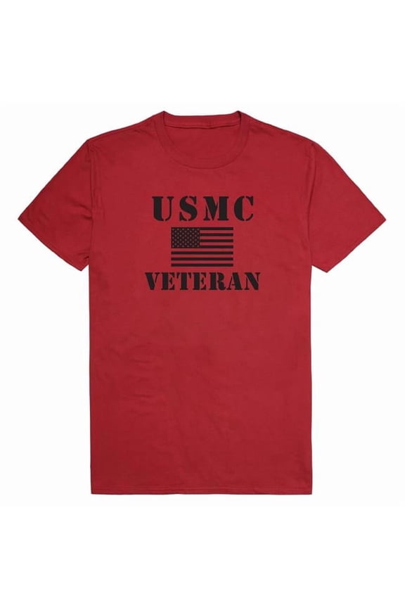 AM5-MC6-CAR-03 Basic Military US Marines 6 Short Sleeve T-Shirt, Cardinal - Large