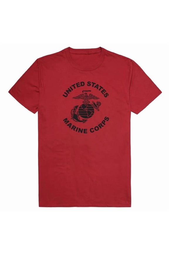 AM5-MC7-CAR-04 Basic Military US Marines 7 Short Sleeve T-Shirt, Cardinal - Extra Large