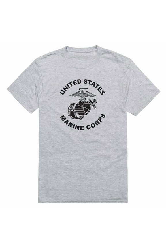 AM5-MC7-HGY-01 Basic Military US Marines 7 Short Sleeve T-Shirt, Heather Gray - Small