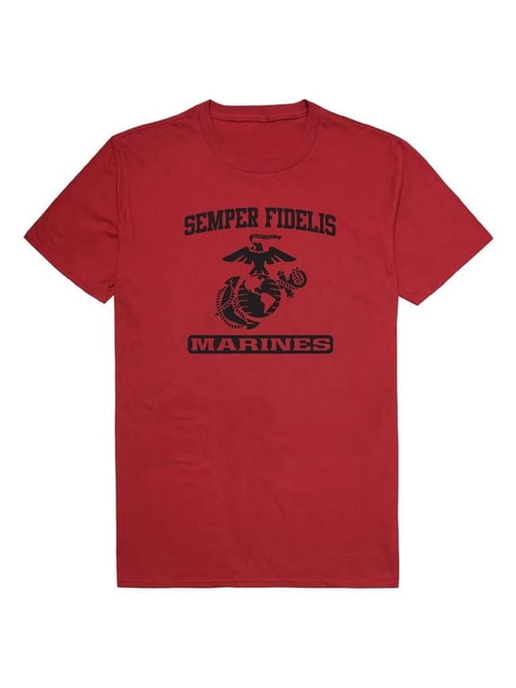 AM5-MC9-CAR-01 Basic Military US Marines 9 Short Sleeve T-Shirt, Cardinal - Small