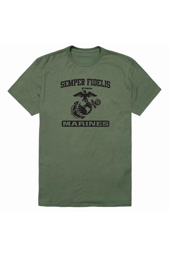 AM5-MC9-OLV-01 Basic Military US Marines 9 Short Sleeve T-Shirt, Olive - Small