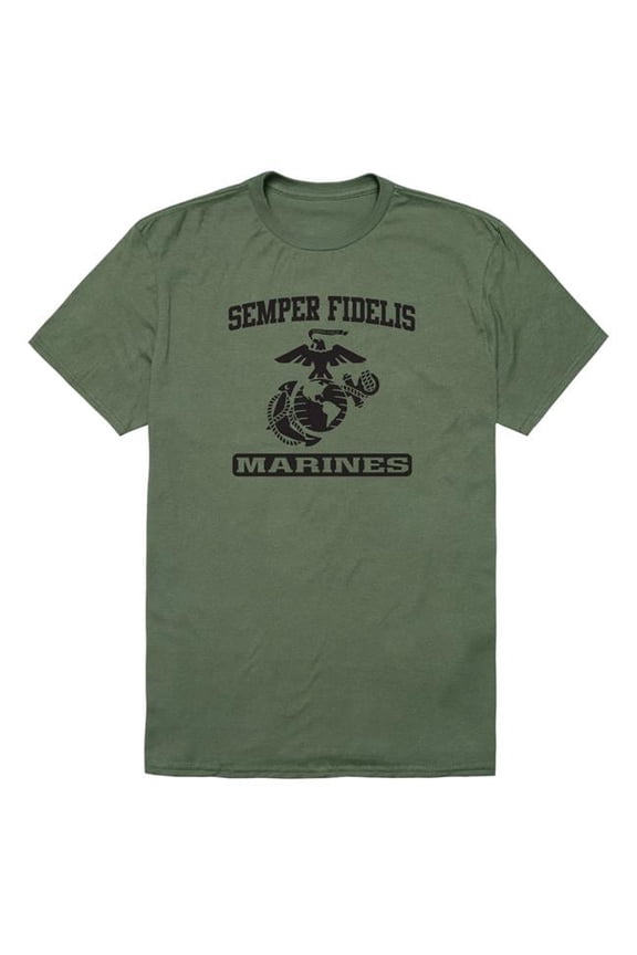 AM5-MC9-OLV-02 Basic Military US Marines 9 Short Sleeve T-Shirt, Olive - Medium