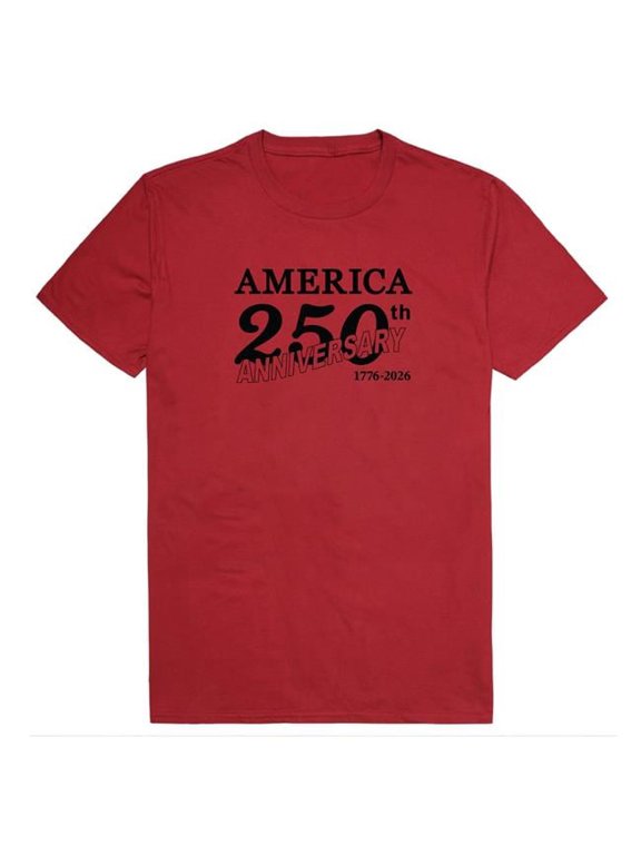 AN3-240-CAR-02 America Anniversary Short Sleeve T-Shirt, Cardinal - Medium