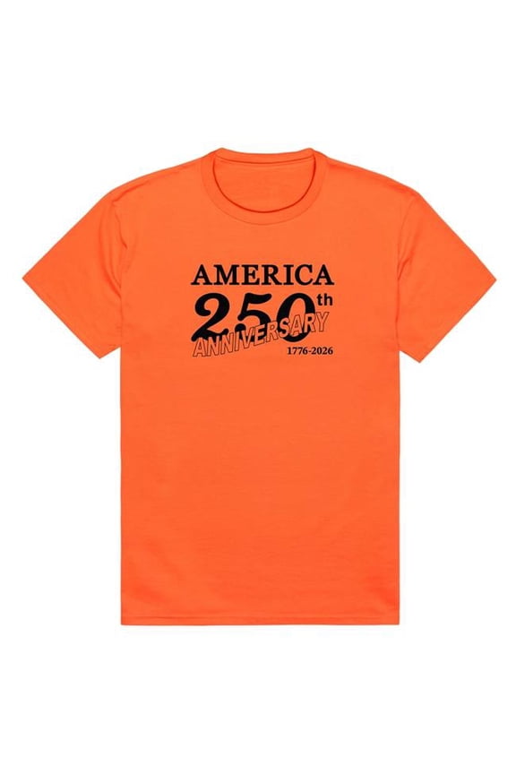 AN3-240-ORN-02 America Anniversary Short Sleeve T-Shirt, Orange - Medium