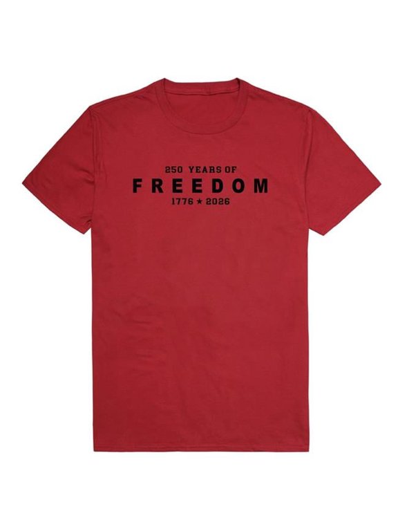 AN3-250-CAR-04 America Anniversary 250 Years of Freedom Short Sleeve T-Shirt, Cardinal - Extra Large