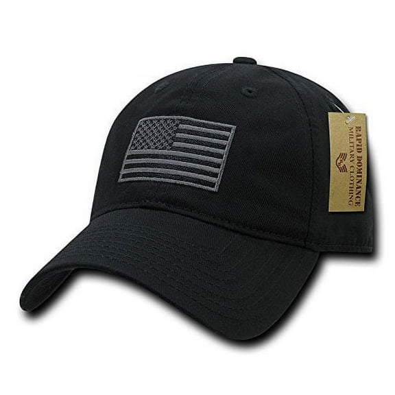 Rapid Dominance American Flag Embroidered Washed Cotton Baseball Cap - Black