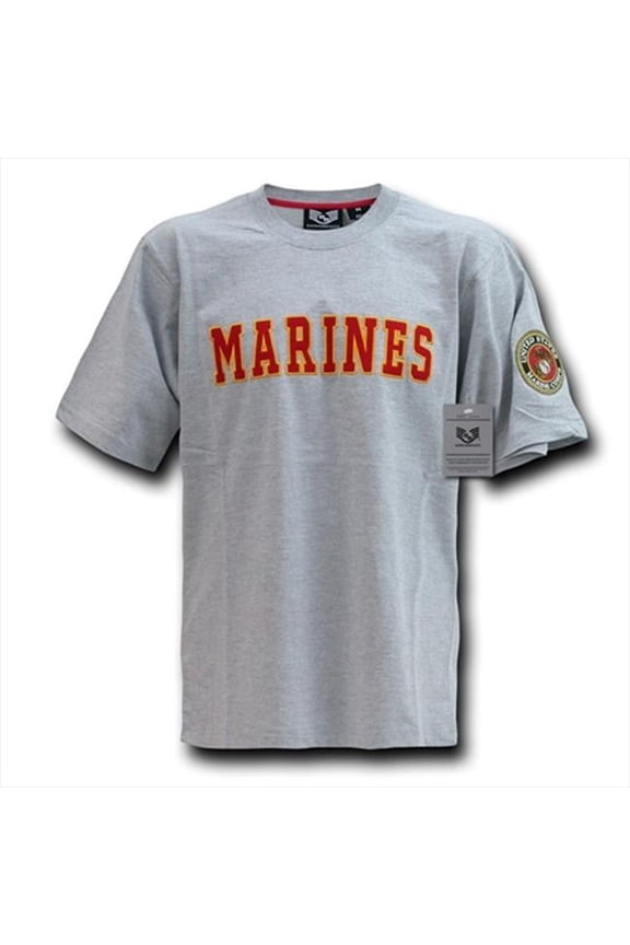 Applique Text T-Shirt- Marines- Grey- Medium