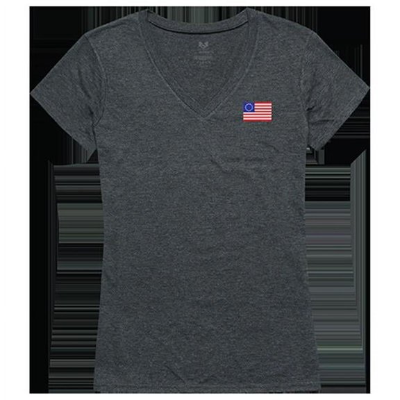 Rapid Dominance Betsy Ross 1 Graphic V-Neck T-Shirt, Heather Charcoal - Small