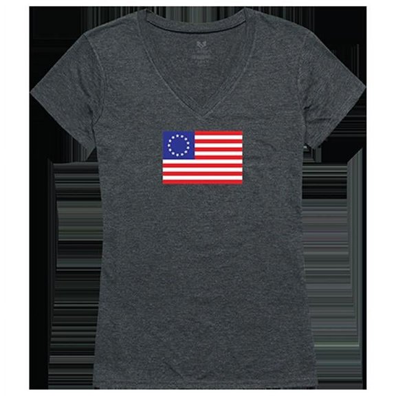 Rapid Dominance Betsy Ross 2 Graphic V-Neck T-Shirt, Heather Charcoal - Small