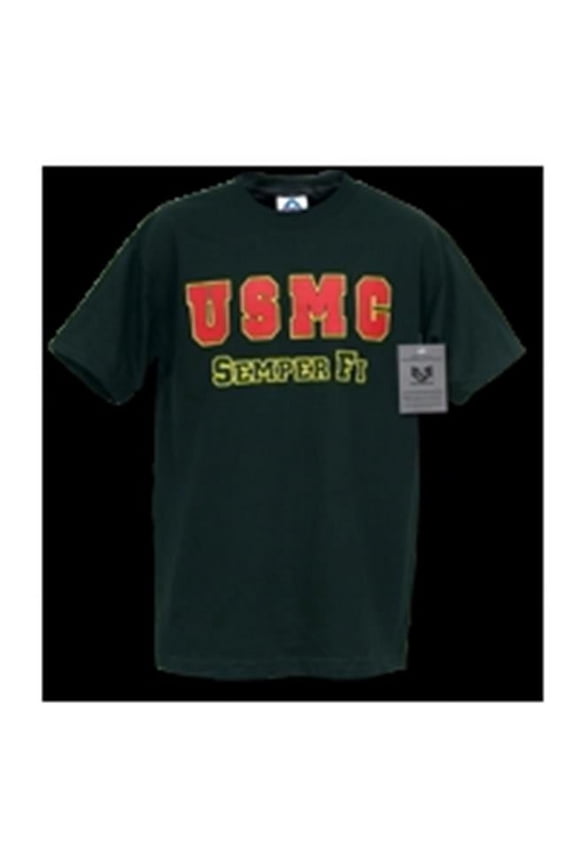 Classic Military T-Shirt- USMC- Black- 2X