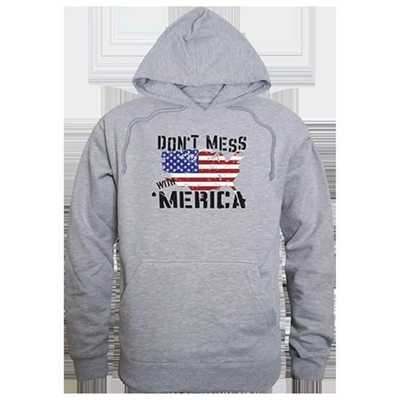 Rapid Dominance Don't Mess With America Graphic Mens Pullover Hoodie [Heather Grey - XL]