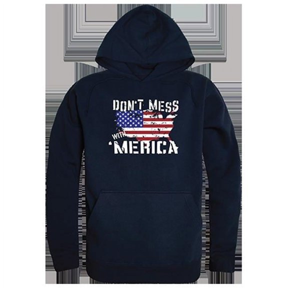 Rapid Dominance RS4-U10-NVY-03 Dont Mess with America Graphic Pullover Sweatshirt, Navy - Large