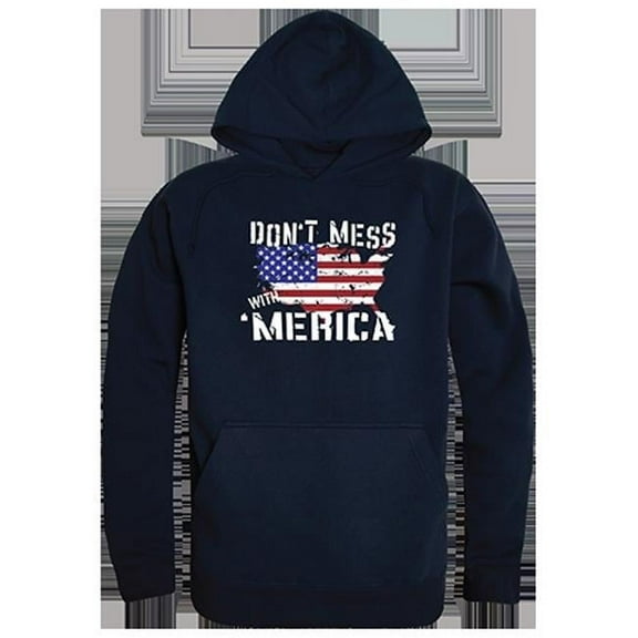 Rapid Dominance Don't Mess With America Graphic Mens Pullover Hoodie [Navy Blue - S]