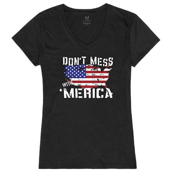 Rapid Dominance Dont Mess with America Graphic V-Neck T-Shirts, Black - 2XL
