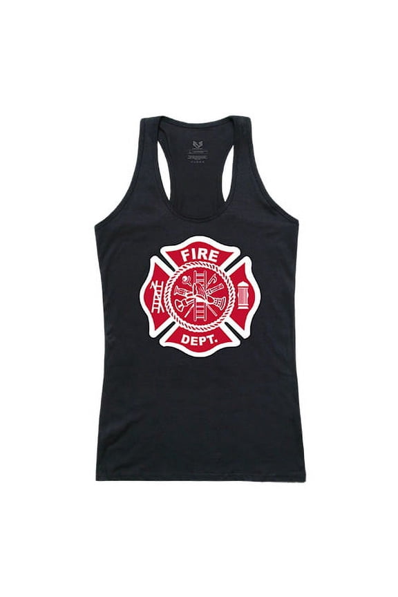 G02 Graphic Tanks, Distressed Flag-Fire Dept. - Black-XL