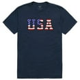 thumbnail image 1 of Rapid Dominance  Flag Text 2 Relaxed Graphic Tee Shirt, Navy - Small, 1 of 1