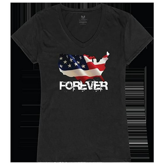 Rapid Dominance  Forever USA Map Graphic V-Neck T-Shirts, Black - Extra Large