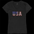 thumbnail image 1 of Rapid Dominance G03-811-BLK-03 Women Flag Text 2 Graphic Short Sleeve V-Neck T-Shirt, Black - Large, 1 of 1