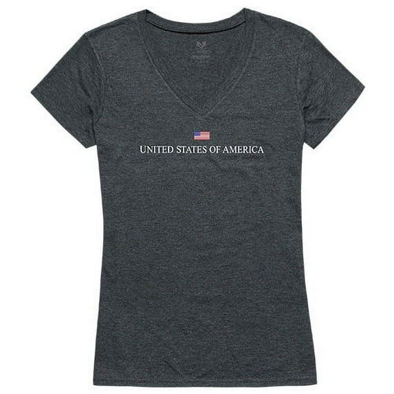 Rapid Dominance G03-US3-HCH-01 USA Graphic V-Neck T-Shirts, Heather Charcoal - Small