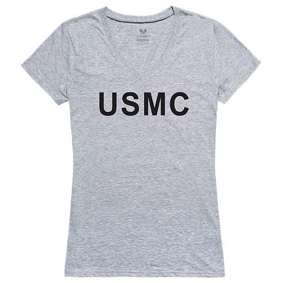 Rapid Dominance G03-USM-HGY-05 USMC Graphic V-Neck T-Shirts, Heather Grey - 2XL
