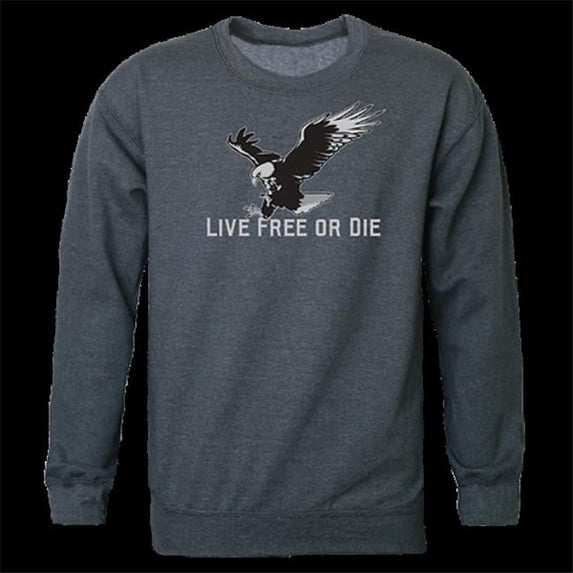 Rapid Dominance Live Free Graphic Crewneck Sweatshirt, Heather Charcoal - Large