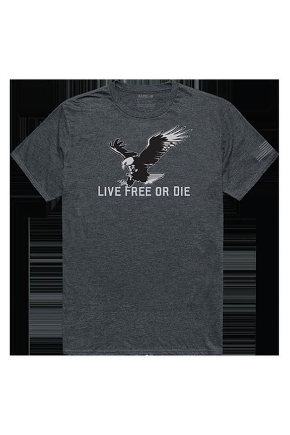 Rapid Dominance Live Free Tactical Graphic T-shirt, Heather Charcoal - Small