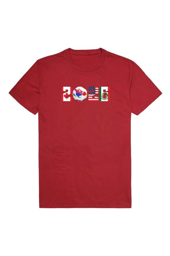 MD1-SB6-CAR-02 Soccer 2026 Flags Short Sleeve T-Shirt, Cardinal - Medium