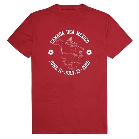 Rapid Dominance MD1-SB7-CAR-02 Soccer Host Cities Map 2026 Short Sleeve T-Shirt, Cardinal - Medium
