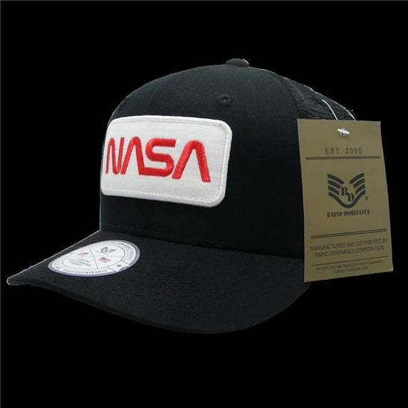 NASA Patch Trucker Caps, Worm, Black