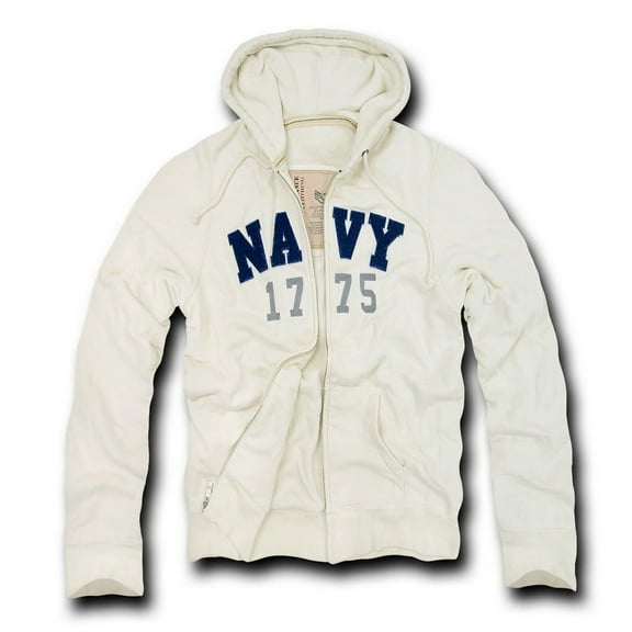 Rapid Dominance Navy Deluxe Mens Zip-Up Hoodie Jacket [Cream - L]