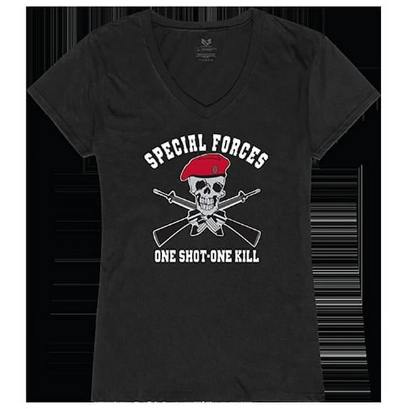 Rapid Dominance One Shot Graphic V-Neck T-Shirts, Black - Large