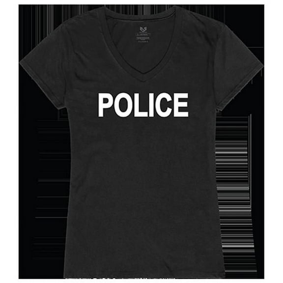Rapid Dominance  Police Graphic V-Neck T-Shirts, Black - Large