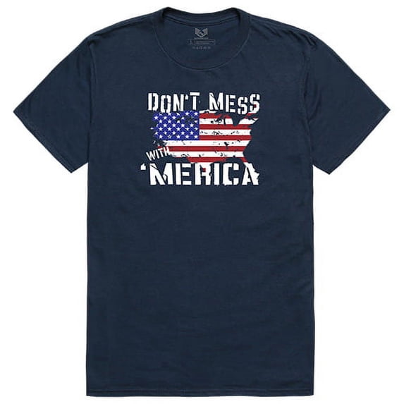 Rapid Dominance RS2-U10-NVY-04 Dont Mess with America Relaxed Graphic Tee Shirt, Navy - Extra Large