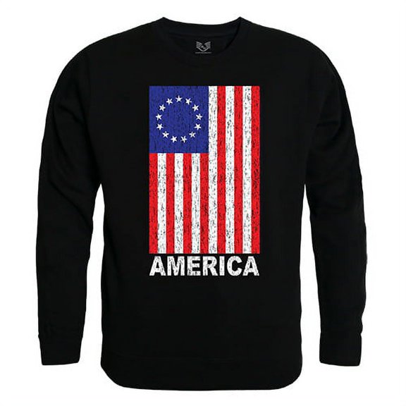 Rapid Dominance RS3-AMF-BLK-03 America Graphic Crewneck Sweatshirt, Black - Large
