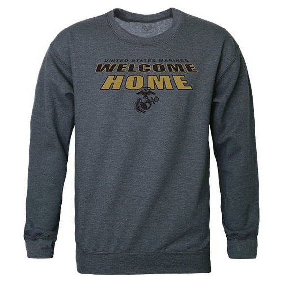 Rapid Dominance RS3-MC2-HCH-03 USMC Welcome Graphic Crewneck Sweatshirt, Heather Charcoal - Large