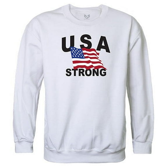 Rapid Dominance RS3-U09-WHT-02 USA Strong 4 Graphic Crewneck Sweatshirt, White - Medium