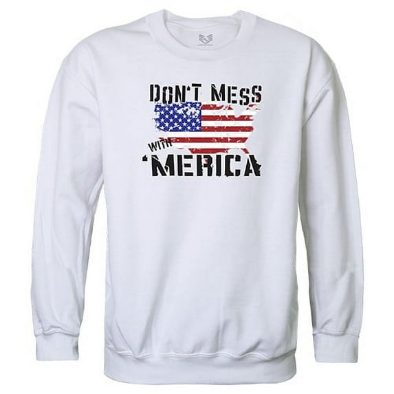 Rapid Dominance RS3-U10-WHT-05 Dont Mess with America Graphic Crewneck Sweatshirt, White - 2XL