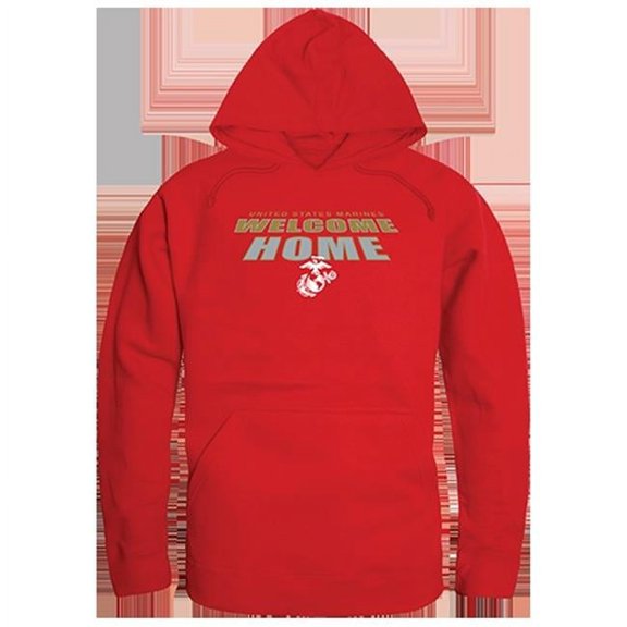 RapDom USMC Welcome Home Graphic Mens Pullover Hoodie [Red - L]