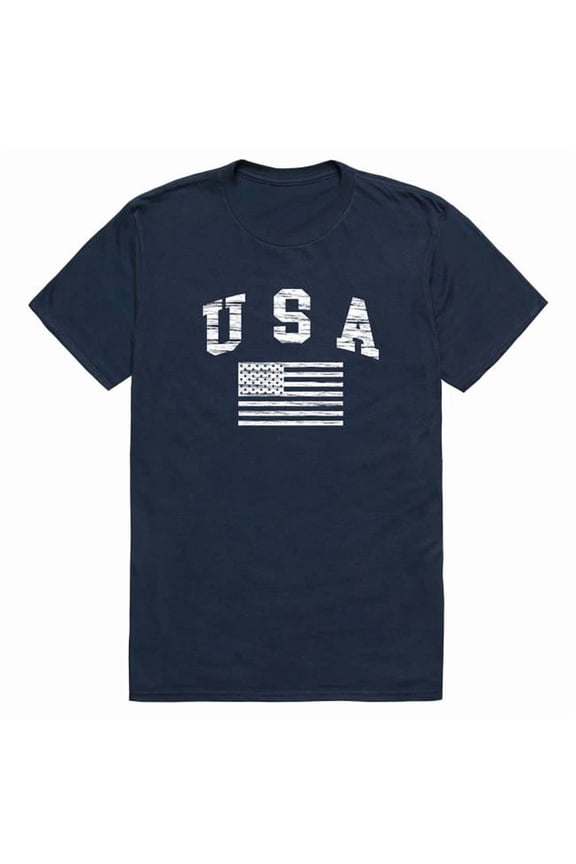 RS6-US2-NVY-01 Distressed USA 2 Flag Short Sleeve T-Shirt, Navy - Small