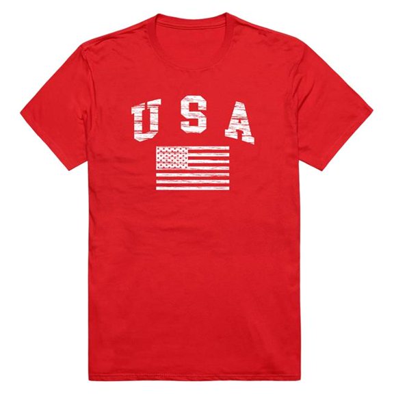 Rapid Dominance RS6-US2-RED-04 Distressed USA 2 Flag Short Sleeve T-Shirt, Red - Extra Large